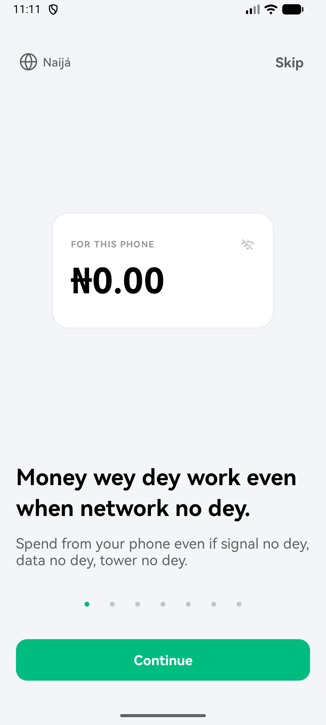 The offline screen in Naijá